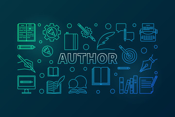 Author vector colorful line horizontal banner or illustration