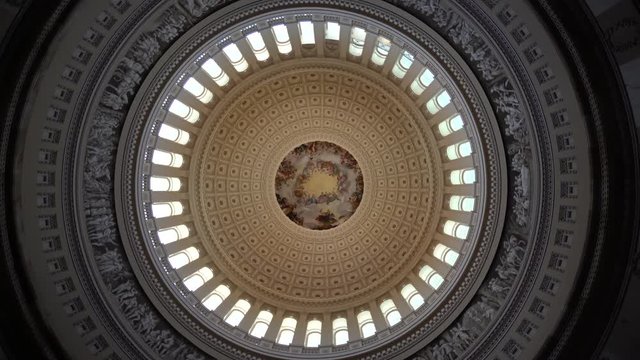 360 degree spin looking straight up at the ceiling of the rotunda of the US Capitol in Washington, DC.