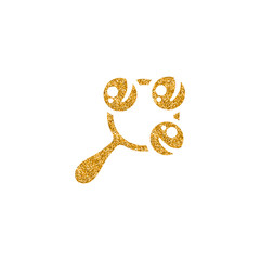 Obraz premium Baby toy icon in gold glitter texture. Sparkle luxury style vector illustration.