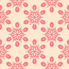 Fototapeta na wymiar Red and beige floral seamless pattern