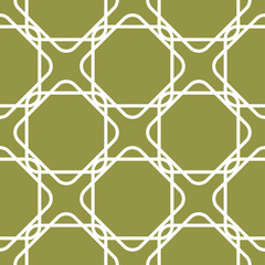 Fototapeta premium Olive green and white geometric ornament. Seamless pattern
