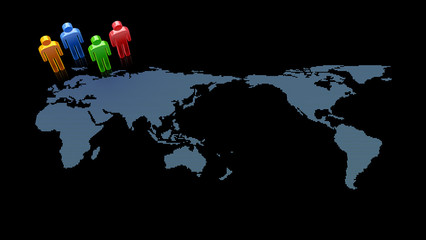 世界地図と人のアイコン