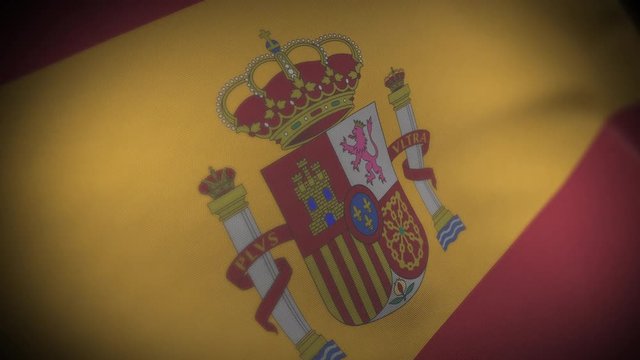 Flag of Spain - Photo realistic close up of waving flag. Extreme depth of field. 3d Render.