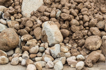 Large wet stones cobbles, close-up