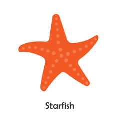 Obraz premium Starfish in cartoon style, marine card for kid, preschool activity for children, vector illustration