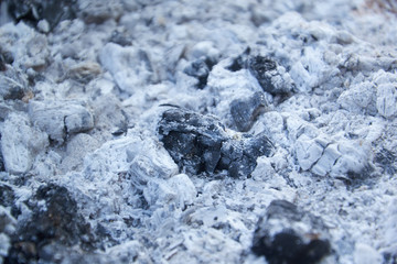 Pile of ashes after the fire went out. Ash texture.Burned out ashes grunge texture