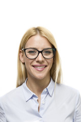 Fototapeta premium Portrait of young businesswoman with eyeglasses