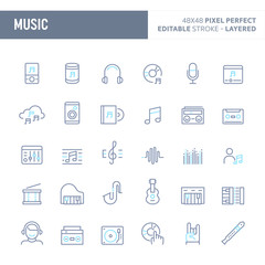 Music & Instrument Minimal Vector Icon Set (EPS 10)