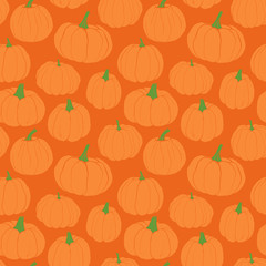 Pumpkins pattern. Autumn seamless vector pattern with hand drawn pumpkins - orange shades, subtle colors