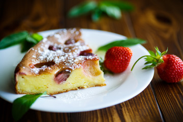 cottage cheese sweet casserole with strawberries