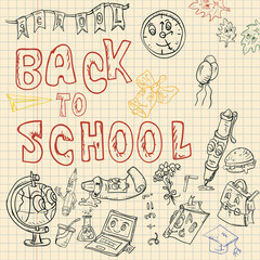 sketch illustration_1_on school theme, design of school subjects with eyes and subjects related to learning