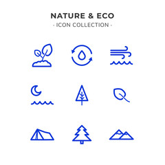 Simple Set of Ecology Related Color Vector Line Icons. Trendy Flat Style isolated on Slate White Background.