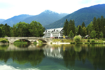 Fototapeta na wymiar The largest natural lake in Slovenia