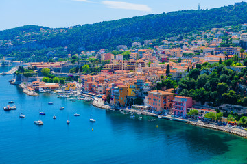 Fototapeta na wymiar Stunning views of the small town of Villefranche-sur-Mer. French Riviera. Cote d'Azur.