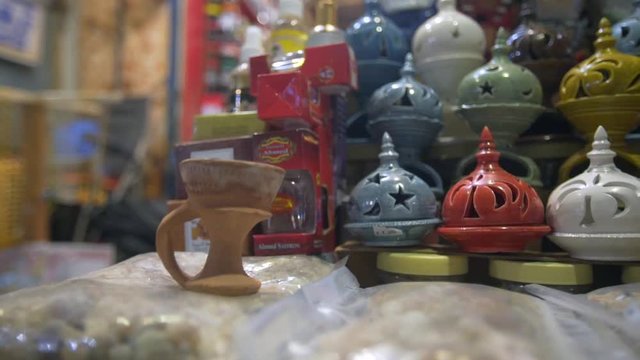 Arabic incense Bahkoor burning