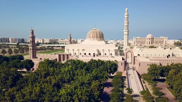 Sultan Qaboos Grand Mosque - Oman Muscat - Aerial footage