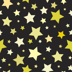 Fototapeta premium Seamless abstract pattern with big sharp yellow stars on black background. Vector Halloween illustration.