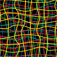 Intricate colored wires abstract seamless pattern