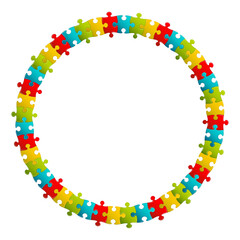 Round frame blank from puzzles template copy space