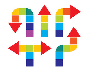 Color arrow rainbow set icons design elements