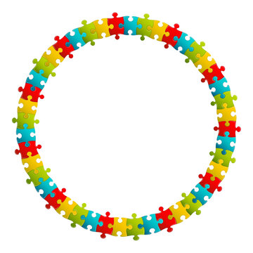 Round frame blank from puzzles template copy space