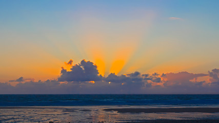 Sunset over sea in Cornwall