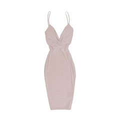 Pink evening dress on a white background. Isolate. Fashionable concept