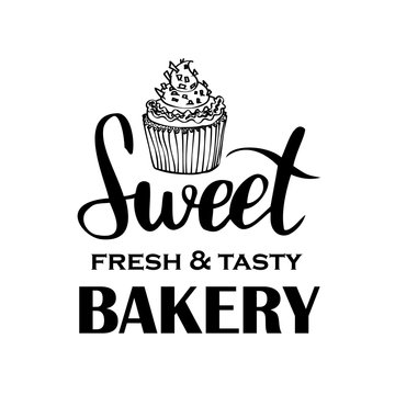 Signboard, logo or name for a baking shop with bread and sweets