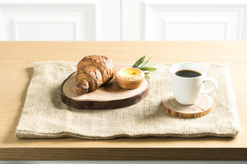 Breakfast prepared with delicious breads and prepared meal