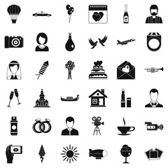 Big wedding icons set. Simple style of 36 big wedding vector icons for web isolated on white background