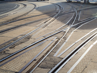 路面電車のレールの分岐