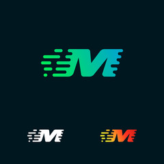 letter M modern speed shapes logo design vector