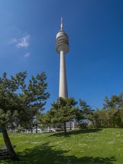 Naklejka premium Olympic Tower in the Olympic Park, Munich, Bavaria, Germany, Europe