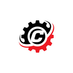 Letter C Gear Logo Design Template