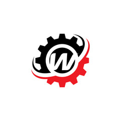 Letter W Gear Logo Design Template