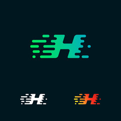 letter H modern speed shapes logo design vector