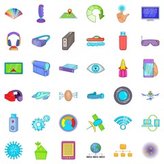 Network technology icons set. Cartoon style of 36 network technology vector icons for web isolated on white background