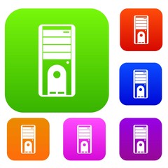 Computer system unit set icon in different colors isolated vector illustration. Premium collection