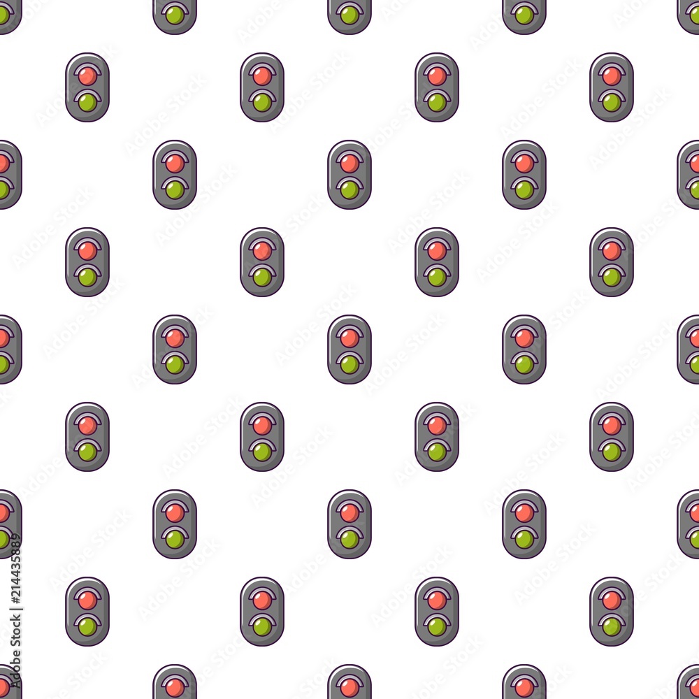 Poster traffic light railway pattern in cartoon style. seamless pattern vector illustration
