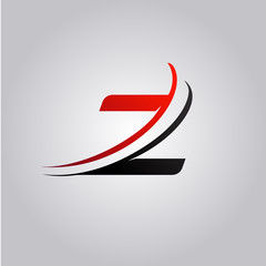 initial Z Letter logo with swoosh colored red and black