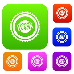 Beer bottle cap set icon in different colors isolated vector illustration. Premium collection