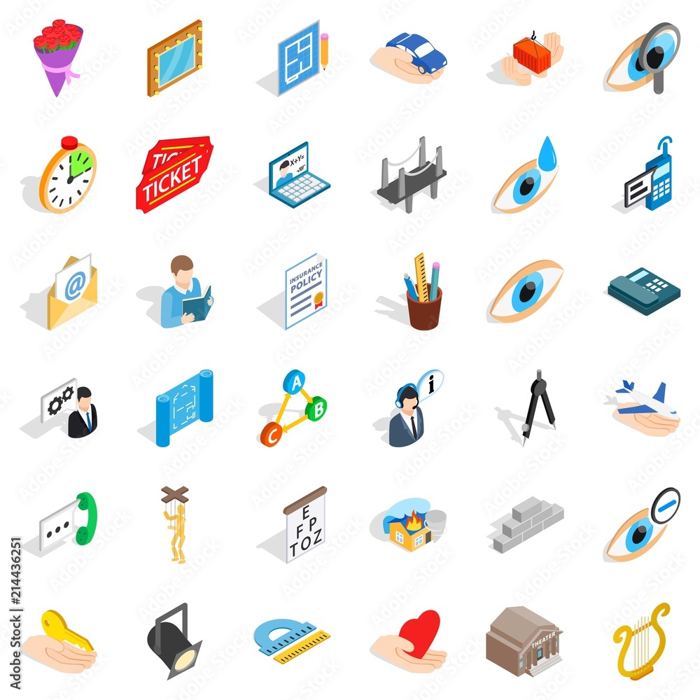 Poster work calendar icons set. isometric style of 36 work calendar vector icons for web isolated on white 
