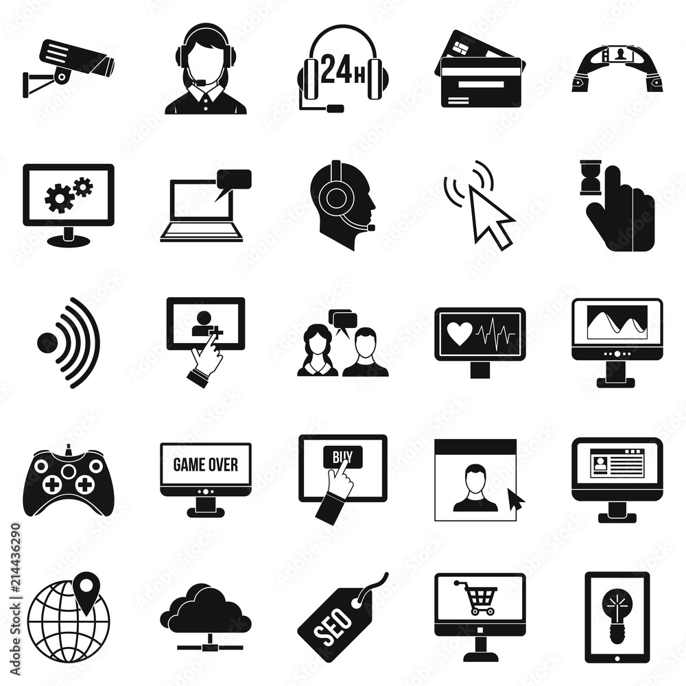 Poster web design icons set. simple set of 25 web design vector icons for web isolated on white background