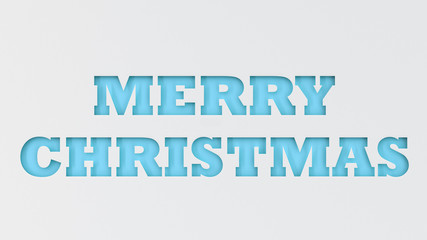 Blue Merry Christmas words cut in white paper