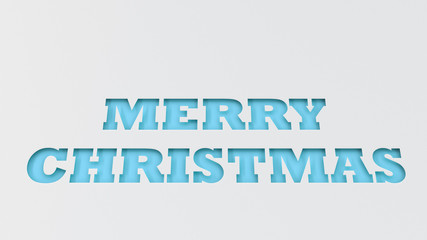 Blue Merry Christmas words cut in white paper