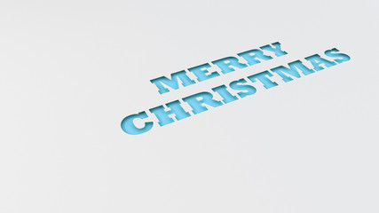 Blue Merry Christmas words cut in white paper