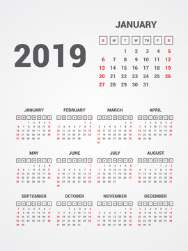 Calendar 2019. EPS 10.