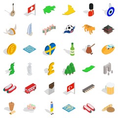 Great world icons set. isometric style of 36 great world vector icons for web isolated on white background