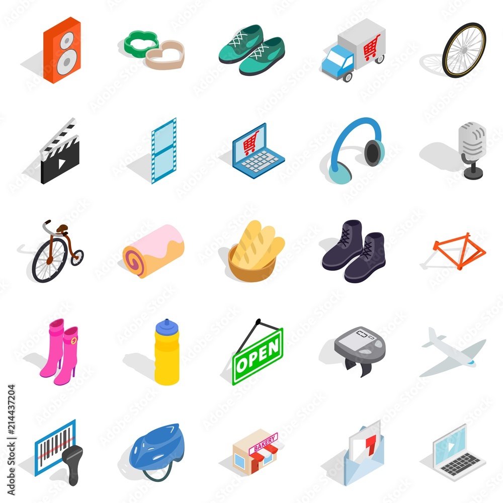 Poster online purchases icons set. isometric set of 25 online purchases vector icons for web isolated on wh