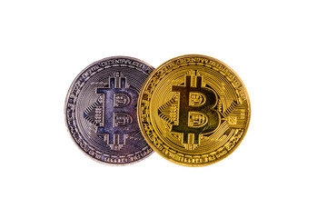 Bitcoin coins isolated on the white background